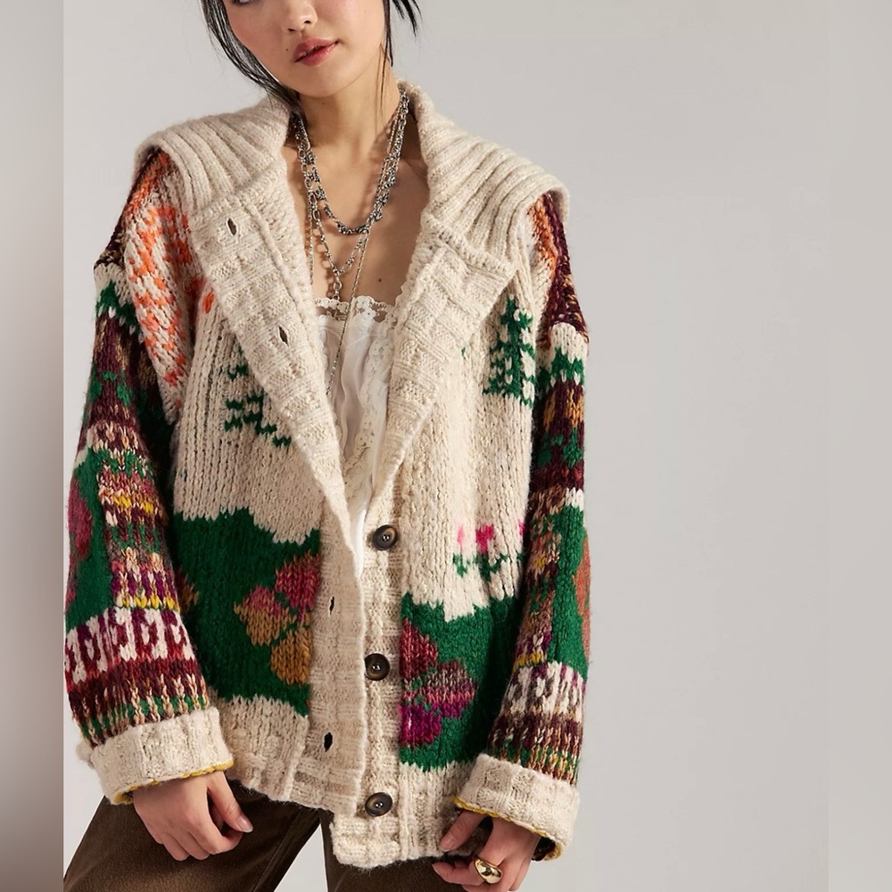 Free People Multicolor Knit Cardigan Sweater